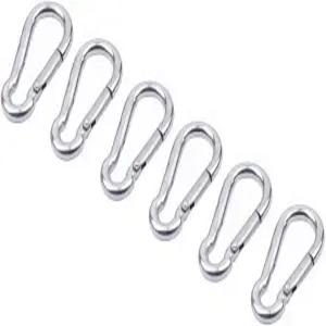 카라비너 클립 스프링 스냅 후크 헤비 듀티 스테인리스 스틸 304 실내/외 로프 커넥터 6팩