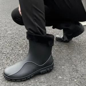 남성 기모 레인부츠 탈부착내피 장화 중목