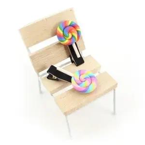 [아랑로랑] 말랑레인보우롤리팝 집게핀