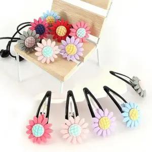 [아랑로랑] 컬러해바라기 똑딱핀헤어방울