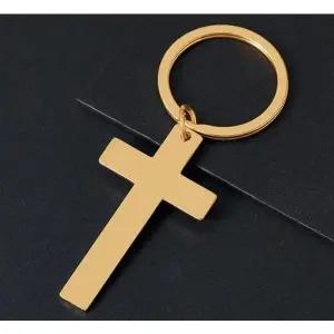 [셀러허브]골드 메탈 스테인리스 십자가 자동차 키링 열쇠 고리 (S41561571)
