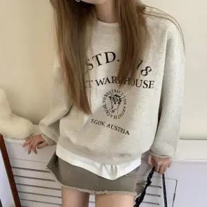 여성 긴팔 라운드 레터링 봄 가을 맨투맨 티 셔츠