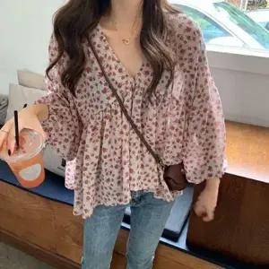 은창]셀레나 플라워 셔링 7부 블라우스 셔츠 티셔츠 가을 겨울 상의 여름 퍼프 8부 상의 블라우스 티셔츠