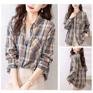 봄 가을 긴팔 순면 체크 셔츠