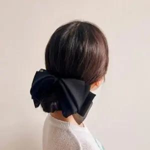 쉬폰겹 날개 러블리 헤어핀 블랙 왕리본 핀-WFCF296