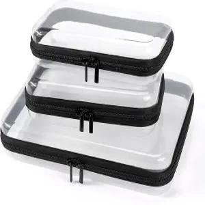 YOPCDJ 3팩 클리어 하드 쉘 지퍼 케이스 파우치 방수 메이크업 정리함 및 여행용 세면도구 가방 여행