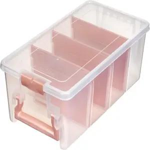 3개의 칸막이가 있는 아트빈 세미 사첼 휴대용 공예품 정리함 - 예술 및 공예 용품용 투명 플라스틱 보관