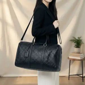 [하프클럽/]위빙 가죽 보스턴백 남녀공용 기내수납 가방