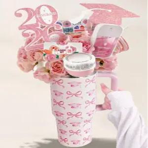 오리엔탈 체리 졸업 선물 - 40온스 텀블러 부케 키트 2026년생 여자들을 위한 디어 6학년 중학교 재미있게