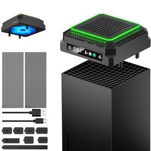 LED 모드로 냉각 팬 방진 기능, Xbox Series X 콘솔 탑 쿨러와 호환되는 조절 가능한 시스템, 실리콘 먼지 플러그 1세트 / 커버 2세트 포함