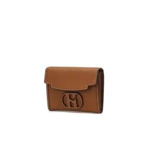 [롯데백화점]헤지스ACC [헤지스ACC] 브라운 H패치 소가죽 플랩 카드지갑 HIHO5E540W2