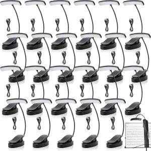 Wovnet 24개의 음악 스탠드 조명 클립(10개의 LED 독서등 USB 및 AAA 배터리 작동 책 램프) 피아노 읽기