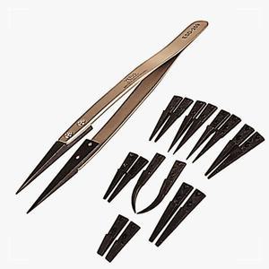 [2개구성] 스테인레스 핀셋 정전기방지 플라스틱 팁세트포함 족찝게 쪽집게 쪽찝게 GJW9CC4E4