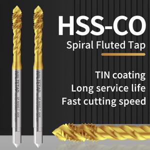 WALTETAP 1PCS HSS-CO DIN 371 376 표준 성형 롤 뾰족한 나선형 플루트 탭 M2 M3 M4 M5 M6 M8 M10 기계 나