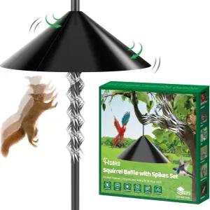 40인치 스파이크 세트가 있는 새 모이통 폴 셰퍼드 후크용 HQBRO 2-in-1 다람쥐 배플 19인치 다이아 라쿤