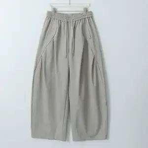 남자 여자 커브드 셔링 절개 끈밴딩 포켓 바지