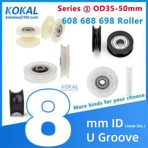 Ud8 볼 베어링 코팅 POM 플라스틱 케이블  U 그루브 타입  도르래 롤러 휠  성숙한 와이어  U/V 트랙 레일