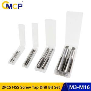 CMCP 2pcs M3 M4 M5 M6 M8 M10 M12 HSS 나사 탭 드릴 비트 세트 미터 스트레이트 플루트 플매트 카펫 러그