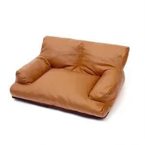 크로피 애완동물 소파 침대 개 고양이용 미끄럼 방지 바닥이 있는 빈티지 고양이 강아지 인조 가죽