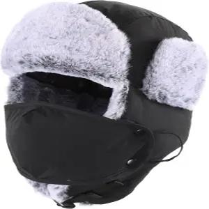 Home Prefer 남성용 페이크 퍼 트루퍼 트래퍼 모자 (안면 마스크 포함) 겨울 사냥