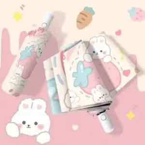 토끼 캐릭터 자동 우산 차광 방수 암막 양산 UV 차단 우산