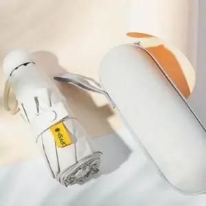 초경량 미니 5단 휴대용 접이식 수동 캡슐우산 화이트