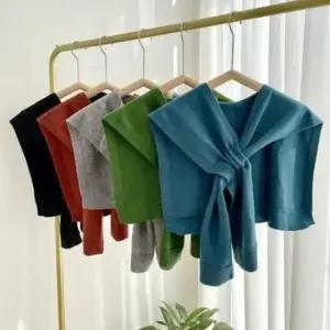 고리 크로스 숄더 숄 가디건 오픈형 니트 숄 가디건