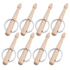 Lasenersm 8피스 미니 드럼 스틱 키체인 나무 드럼스틱 키링 싱글 스틱 드럼 스틱 키 체인 드럼스틱 키체인