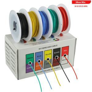 유연한 실리콘 와이어 게이지 전선 주석 도금 구리 후크 업 키트 16 18 20 22 26 AWG 케이블 LED 조명 배터