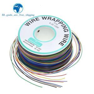 TZT 래핑 와이어 8 30AWG 절연 B-30-1000 UL1423 0.25mm 주석 도금 구리 솔리드 PVC 케이블 브레드보드 점
