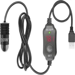 YOFOTHS 조절식 미니 수족관 히터 0.5/1/2/3갤런 잠수식 소형 어항 10W/20W/30W 디지털 디스플레이 온도