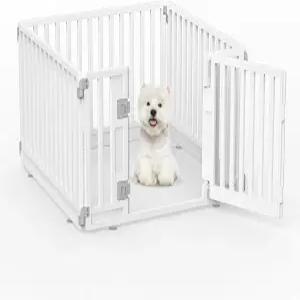 강아지와 작은 강아지를 위한 접이식 강아지 놀이펜이 있는 펫 놀이펜 4개 패널 실내외 정원 울타리 경계