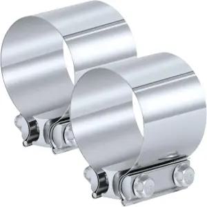 키네니 25인치 배기 클램프 랩 조인트 머플러 스틸 커플러 클램프2개 스테인리스 밴드
