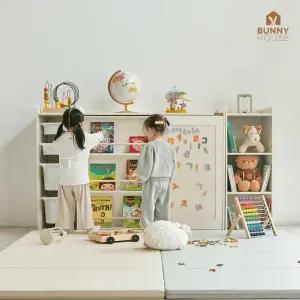 [바니하우스] 루미 복합슬라이드(전면책장+자석칠판) 유아 교구 책장 1200