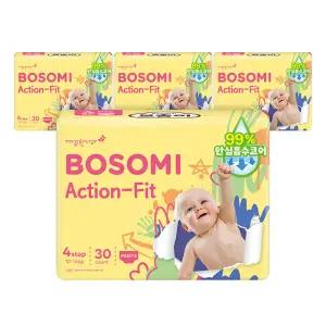 NEW 보솜이 액션핏 팬티 기저귀, 대형, 30매, 4팩, 1개(120매)