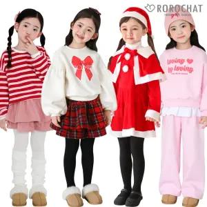 [로로샤] 여아 아동 유아 주니어 겨울 신상 크리스마스 기모 맨투맨 티셔츠 상하복 원피스 레깅스 팬츠 아우터 악세사리 연말룩 파티룩