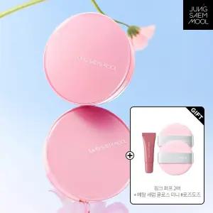 [NEW/핑크에디션] 정샘물 에센셜 스킨 누더 쿠션(본품+리필)+ 세럼글로스 미니 #로즈도즈 + 핑크퍼프 2P