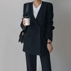 [시크릿라벨] 심플투버튼노카라자켓