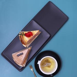 킴스아트 평직사각 접시 생선 초밥 플레이트 블랙 앤 화이트