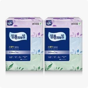 잘풀리는집 리얼실키 미용티슈 200매 3입 x 2팩(6개)