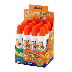 아모스 만능 목공풀 74g 1갑 12개입 양방향 가능 접착제 종이/나무/직물