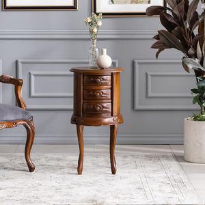 수입 프렌치 엔틱가구 아트인 원형 3단 원목 협탁수납장