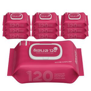 하얀나라120 대용량 물티슈 캡형 120매 10팩