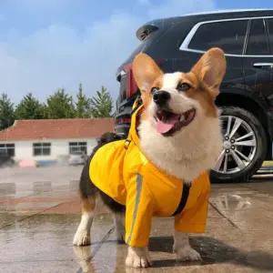도그웨그 바우독 안전제일 우비 강아지 빛 반사 레인코트 판초