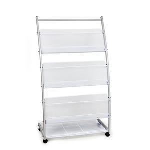 3단 바퀴형 잡지꽂이(그레이) JH-602 잡지 신문 진열대 거치대 선반 수납장 책장 책꽂이 신문꽂이