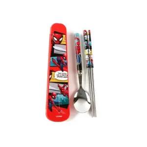 릴팡 마블 스파이더맨 카툰 공간 효율 진공 스텐 수저 젓가락 슬림 케이스 세트