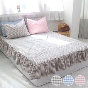 국내산 미니체크 숏프릴 스커트형 침대 매트리스커버