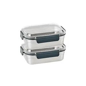 글라스락 클린 스텐 밀폐용기 직사각 1,500ml 2개 세트, 1개