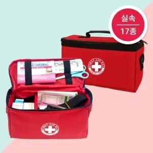 [17종 세트] 사각 응급처치 키트 FIRSTAIDKIT 가정용 미니 구급함 휴대용 파우치