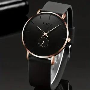 글륵 로즈골드 블랙 라운드 손목시계